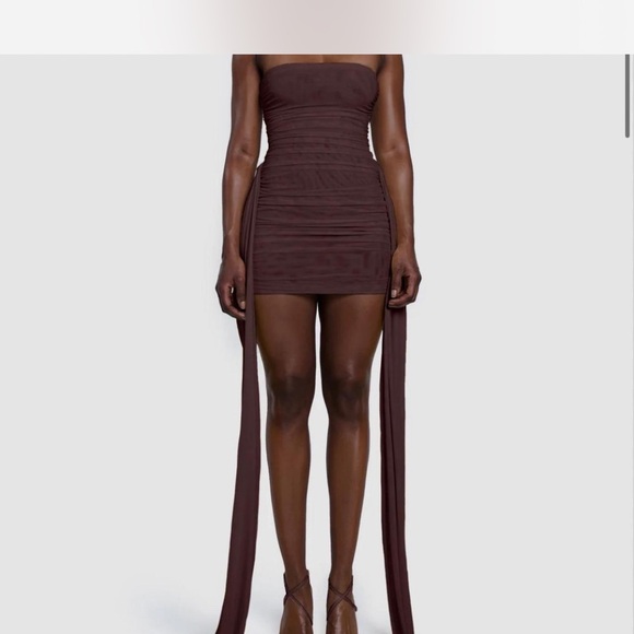 Elegant Strapless Brown Dress - Picture 1 of 4